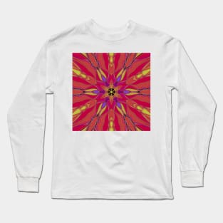 Cartoon Mandala Flower Pink Yellow and Purple Long Sleeve T-Shirt